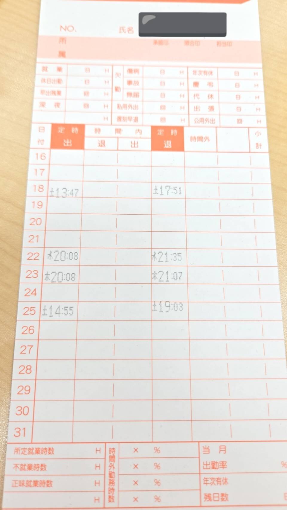 タイムカード5