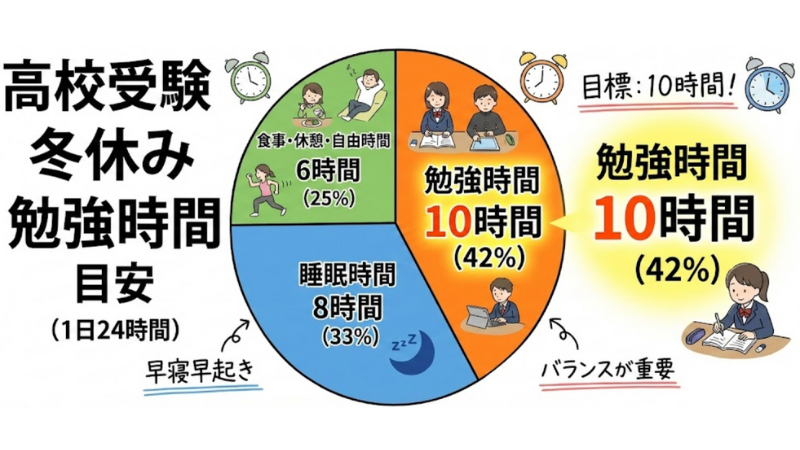高校受験 冬休み 勉強時間 目安 円グラフ